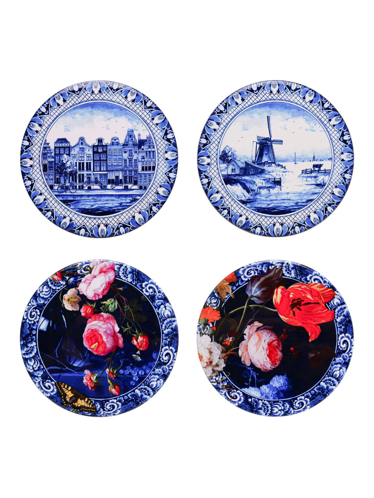 Onderzetters Hollandse schilderijen set van 4 van Heinen Delfts Blauw
