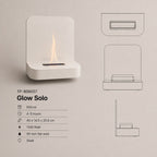 Tenderflame Glow Solo 90 wandhaard beige staal met afmetingen