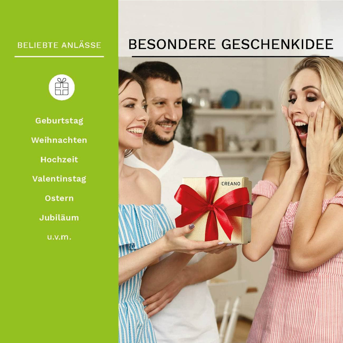 6 Theebloemen Groene Thee Creano in Hartvormige Houten Doos
