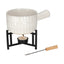 JENS Living kaasfondue set wit met vorkjes en theelichtonderstel
