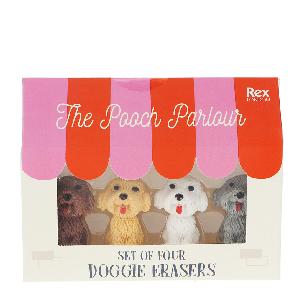 Potloodgummen Hondjes set van 4 in cadeaudoosje van Rex London