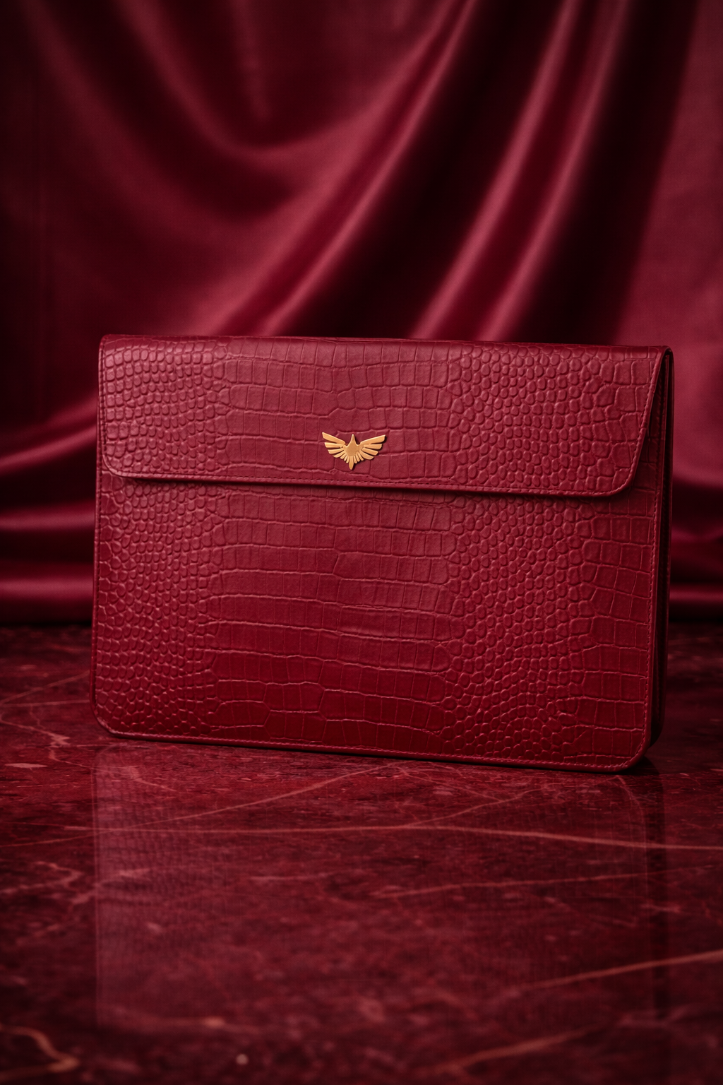 Luxe Laptopcase met Leerstructuur 13 inch (Wine Red Croco) Hoofdafbeelding