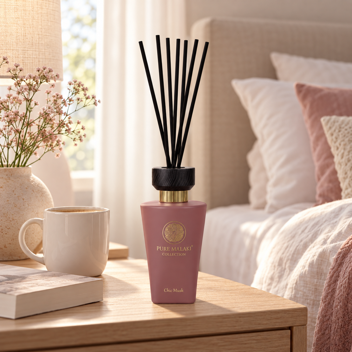 Pure Malaki geurstokjes Chic Musk in interieur