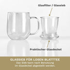 Theeglas Creano 450ml met glazen zeef en deksel
