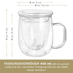 Theeglas Creano 450ml met glazen zeef en deksel