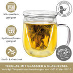 Theeglas Creano 450ml met glazen zeef en deksel