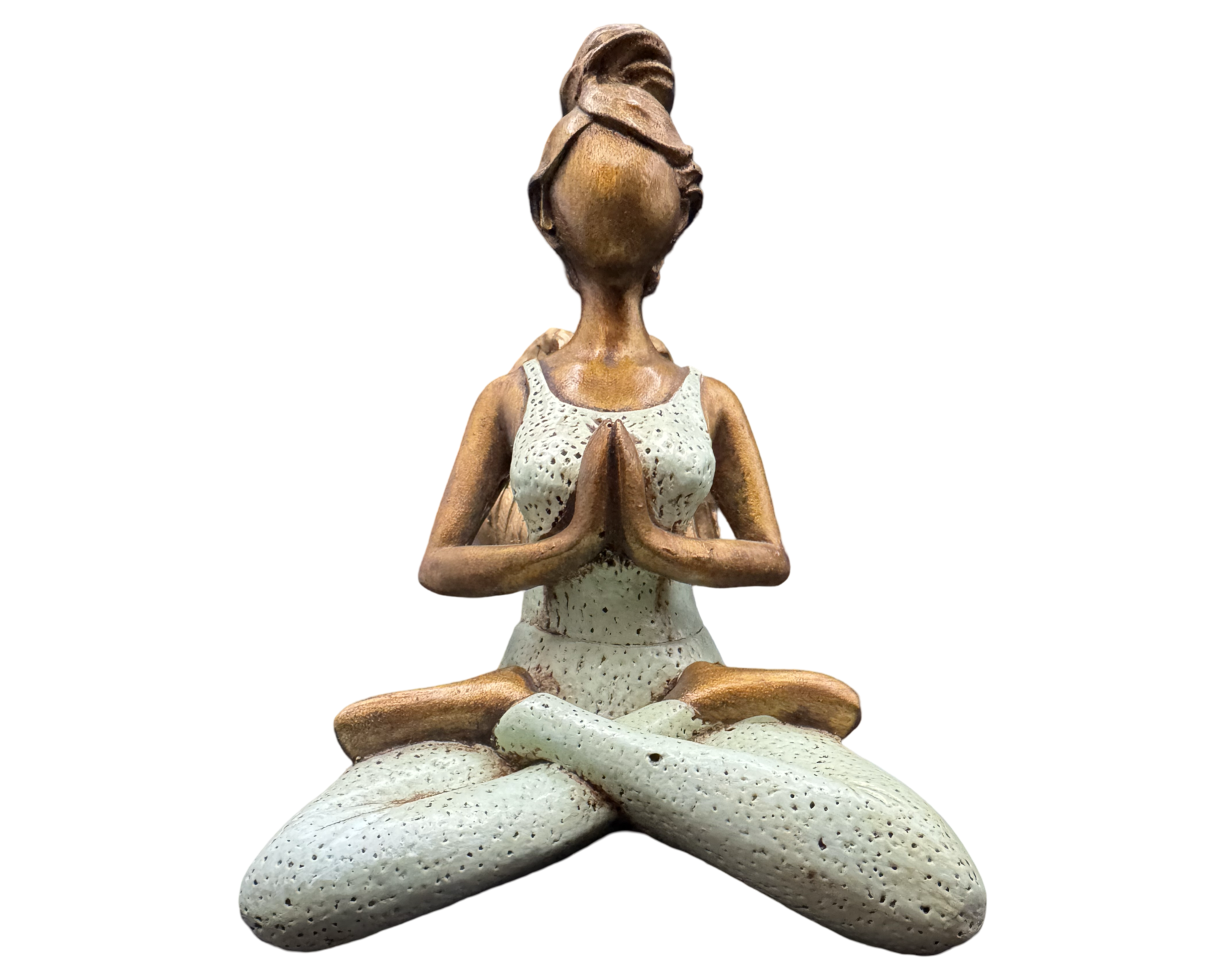 Yoga beeldje mediterende vrouw oranje of mintgroen Hoofdafbeelding