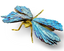 Kyaniet libelle electroplated goud in zwart doosje