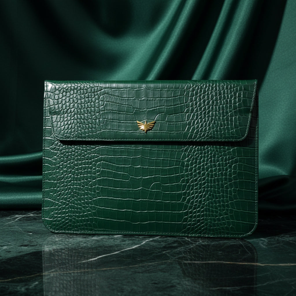 Luxe Laptopcase met Leerstructuur 13 inch (Wine Red Croco)