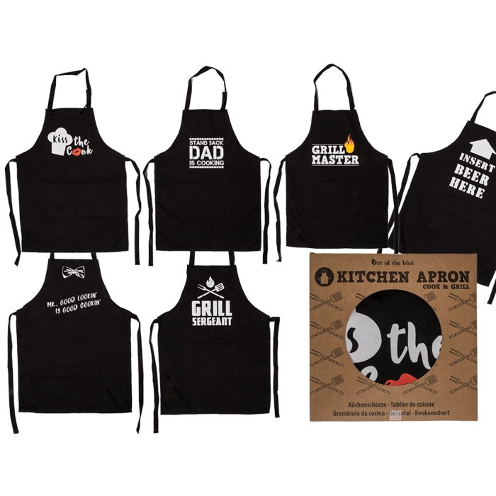 BBQ schort met tekst zwart Cook & Grill Hoofdafbeelding