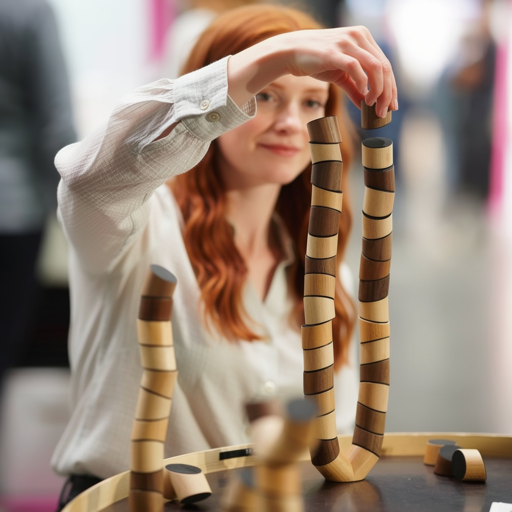 Houten bouw- en stapelspel - walnoot- & beukenhout, medium Hoofdafbeelding