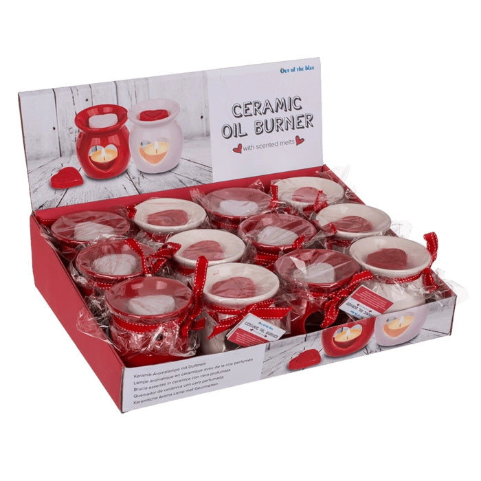 Oliebrander hart keramiek met geurwax roos