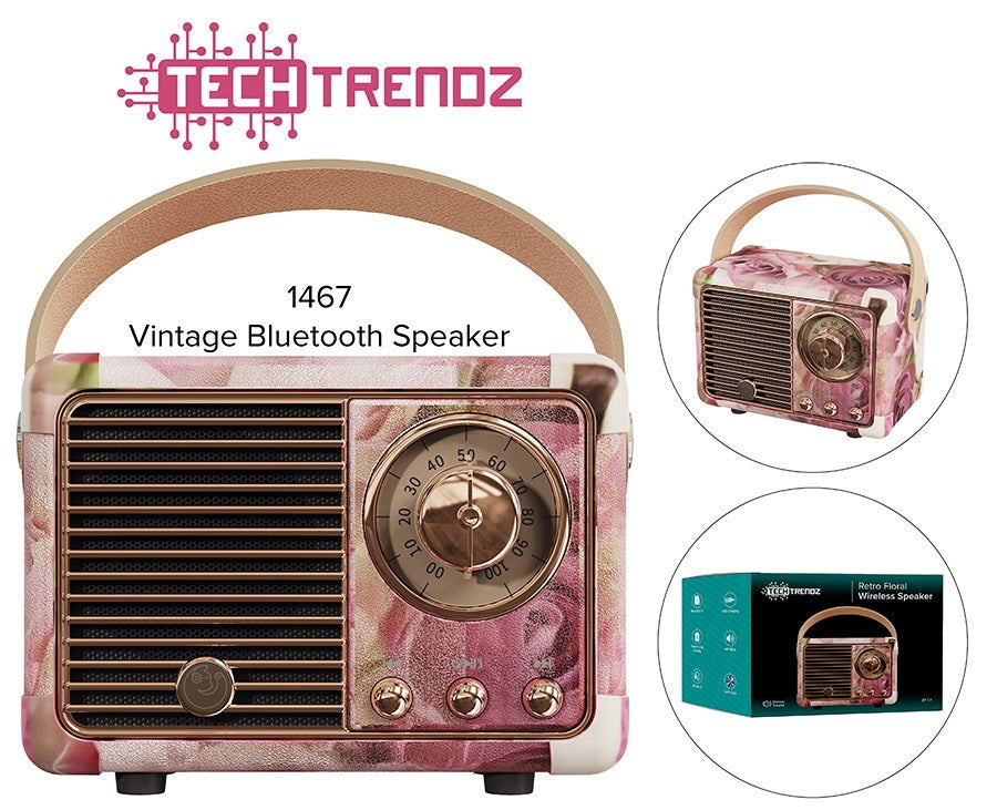 Retro bluetooth speaker Tech Trendz Floral mini draadloos