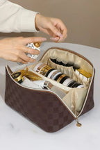 Make up bag vegan leer ruitpatroon 42pops