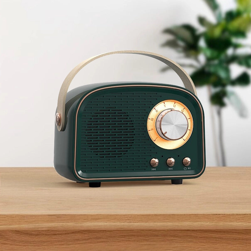 Retro bluetooth speaker donkergroen vintage mini