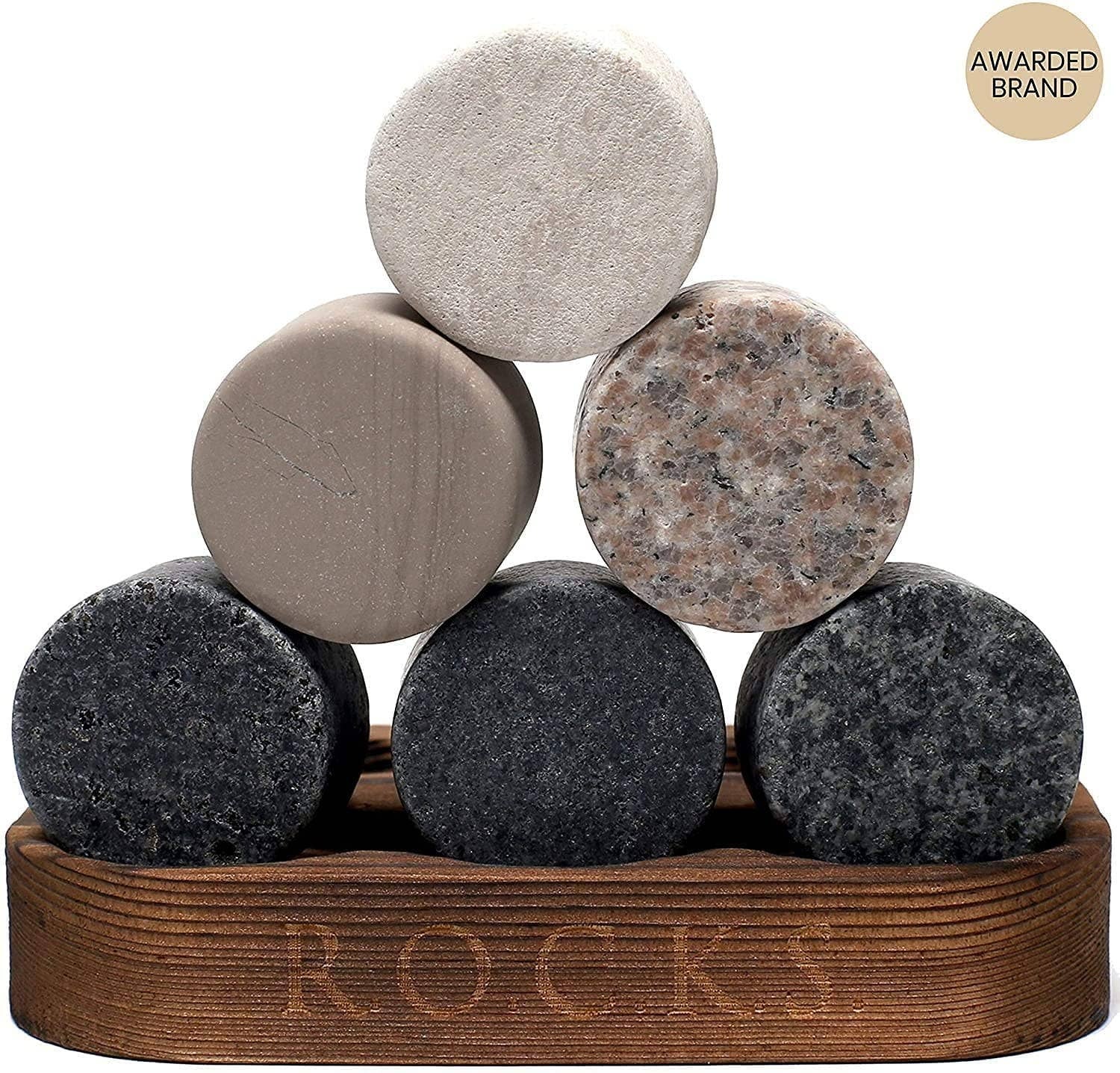 Whiskey cadeau set R.O.C.K.S. met graniet stenen en Reserve glas