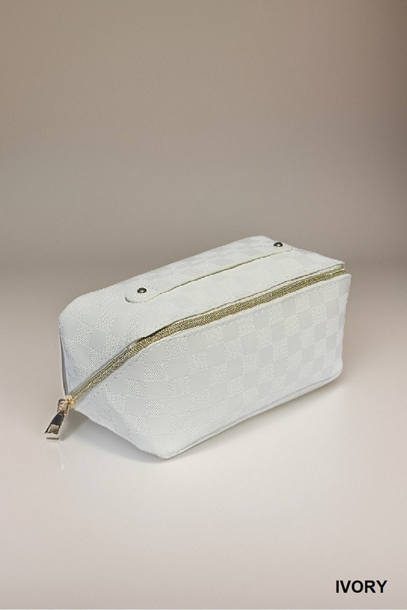 Make up bag vegan leer ruitpatroon 42pops Hoofdafbeelding