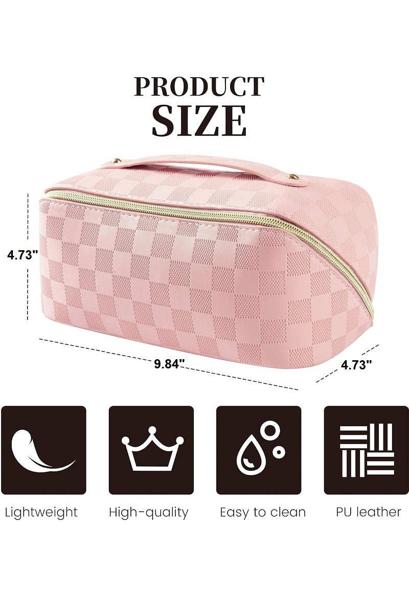 Make up bag vegan leer ruitpatroon 42pops