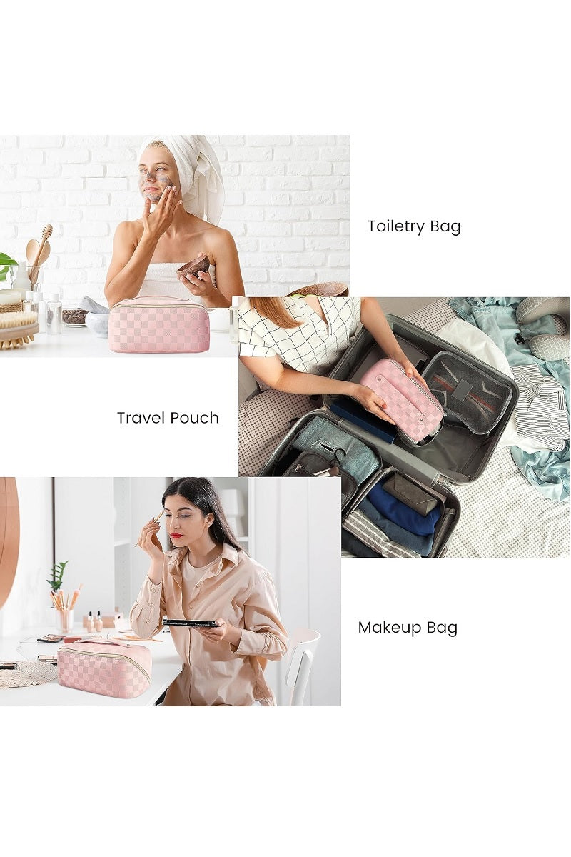 Make up bag vegan leer ruitpatroon 42pops