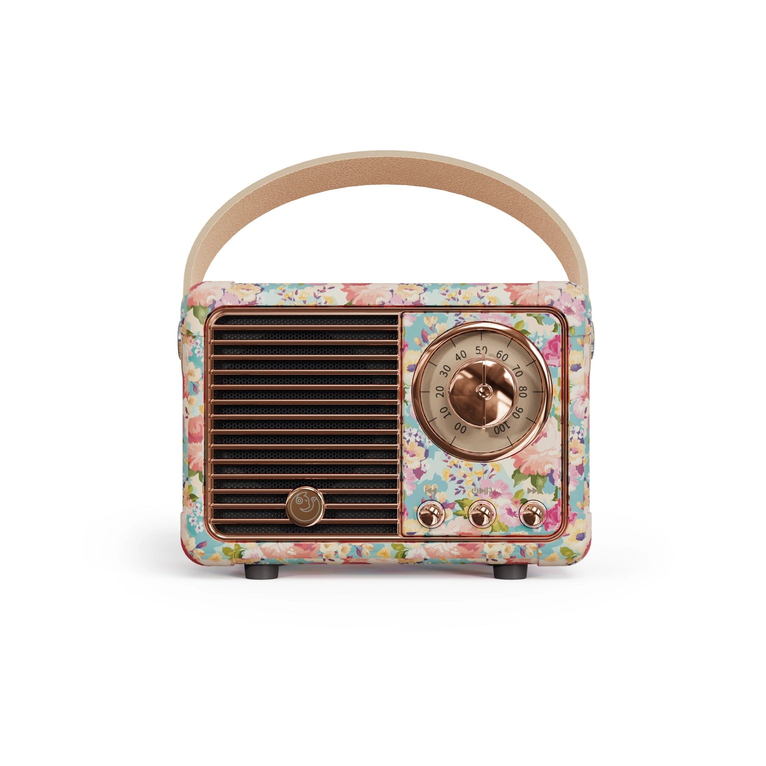 Retro bluetooth speaker Tech Trendz Floral vintage turquoise Hoofdafbeelding