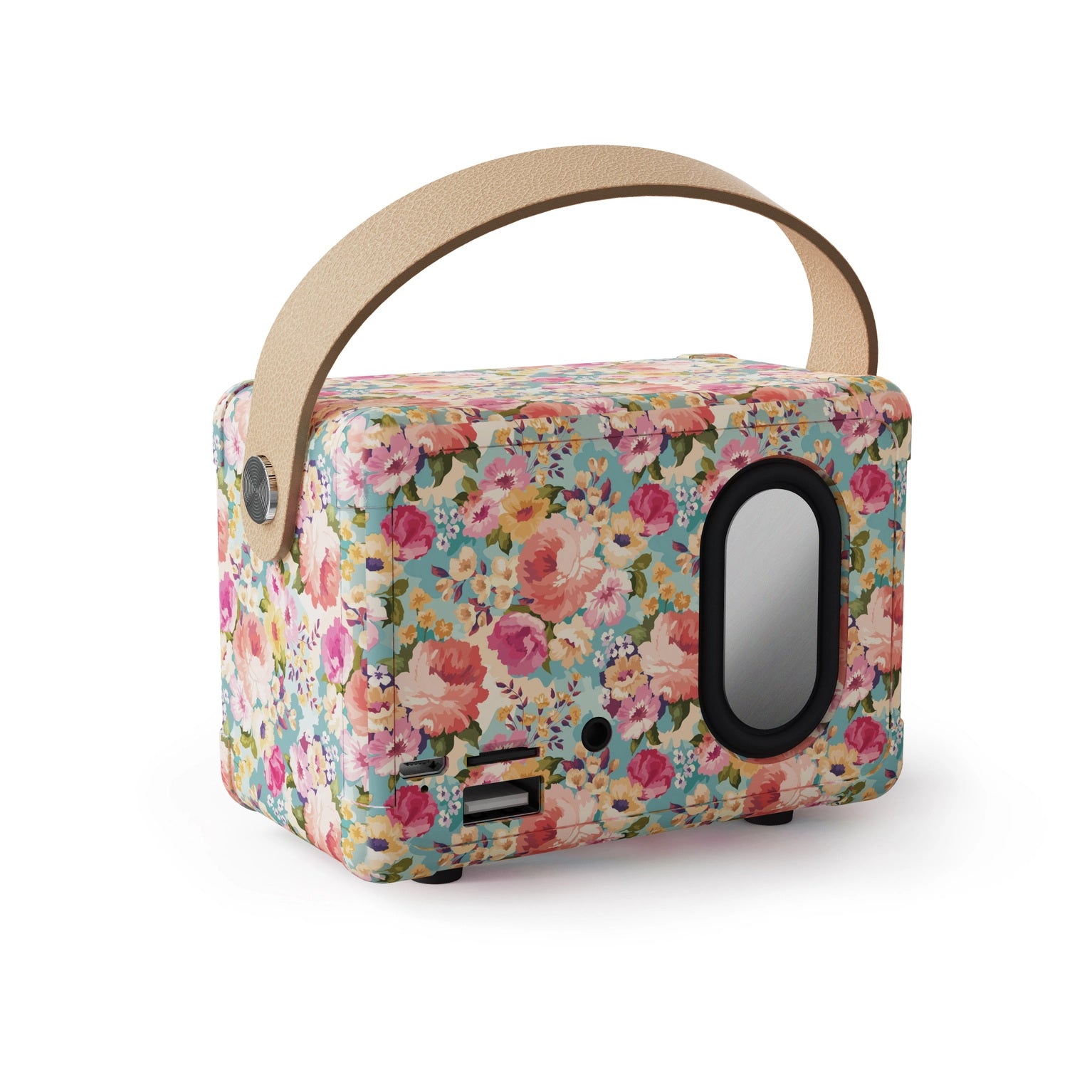 Retro bluetooth speaker Tech Trendz Floral vintage turquoise Secundaire afbeelding