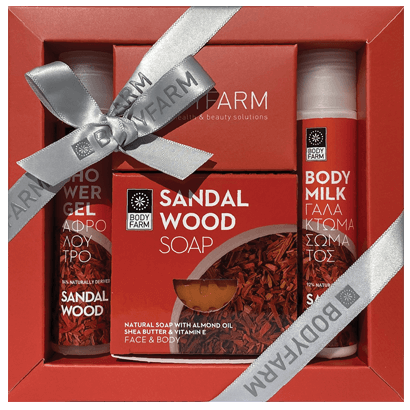 Mini cadeauset Sandelhout douchegel, bodylotion en zeep Bodyfarm