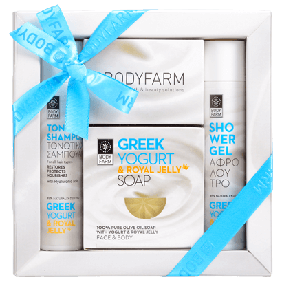 Luxe cadeauset Griekse yoghurt en koninginnengelei 3-delig Bodyfarm Hoofdafbeelding