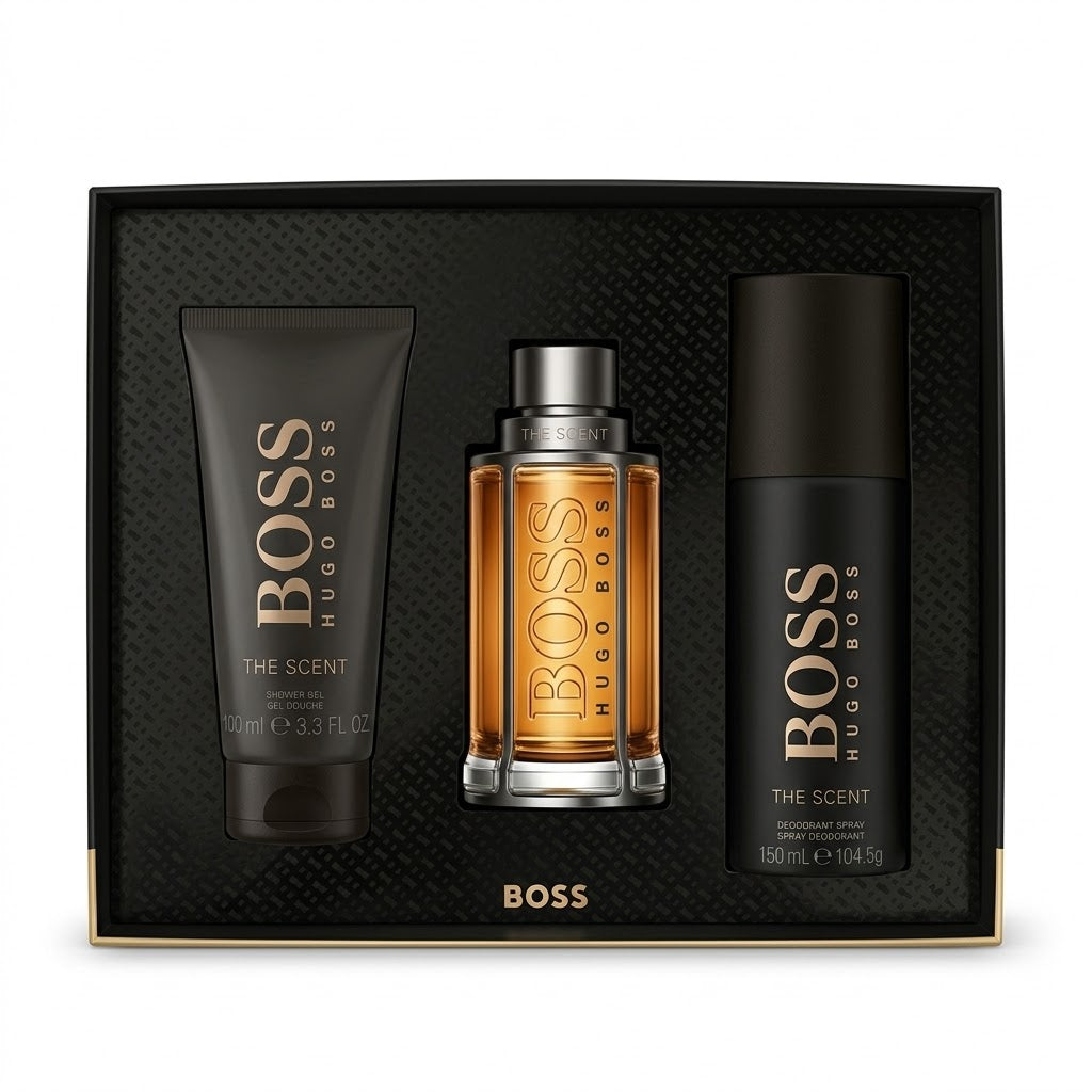 Hugo Boss The Scent geschenkset EDT 100ml, deodorant en shower gel