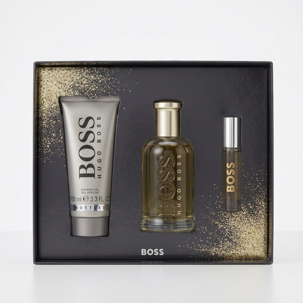 Hugo Boss Bottled geschenkset EDP 100ml, travel spray 10ml en shower gel