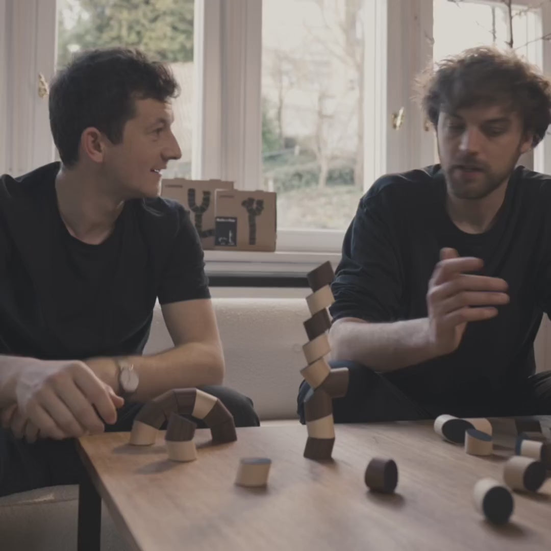 Houten bouwblokken Loggos set L beuk en walnoot